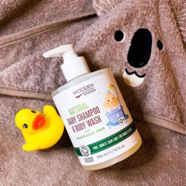 Detský sprchový gél a šampón na vlasy 2v1 bez parfumácie WoodenSpoon 300 ml