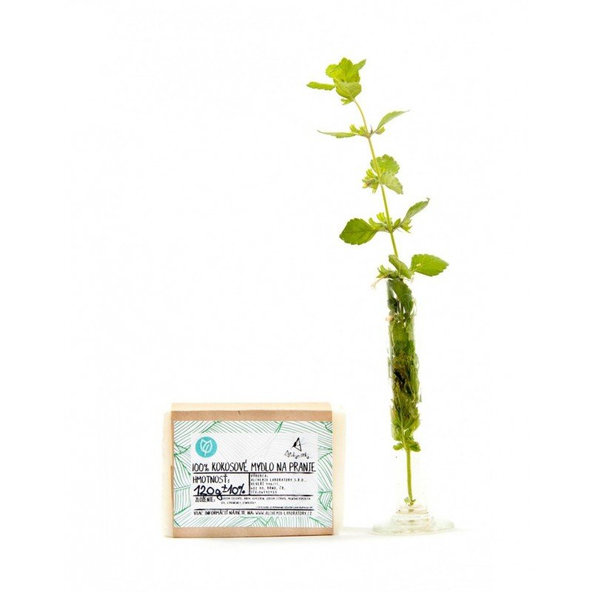 100% kokosové mydlo na pranie – pevné – mäta prieporná Alchymistky 120 g