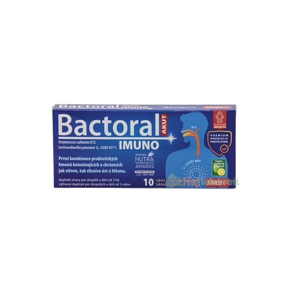 favea Bactoral AKUT IMUNO yuzu - mätová príchuť 10 žuvacích tabliet