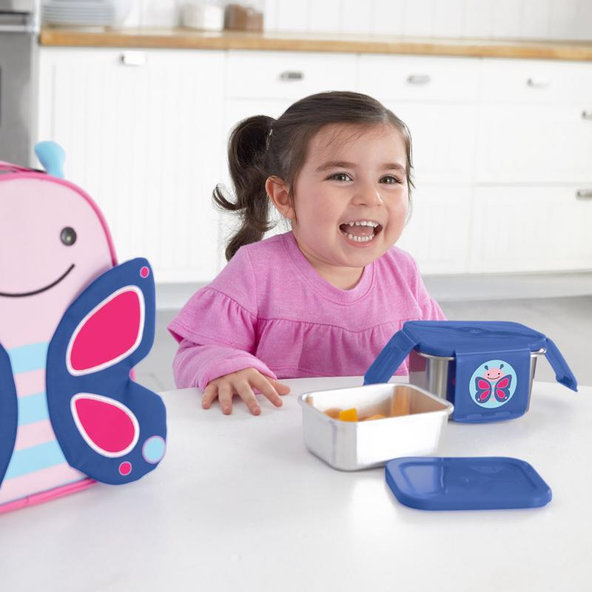 SKIP HOP Zoo Misky nerez Obedár 2 ks Motýlik 3+