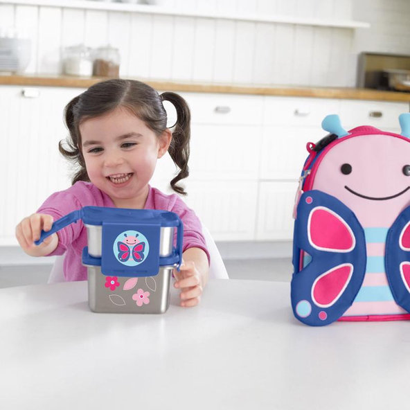 SKIP HOP Zoo Misky nerez Obedár 2 ks Motýlik 3+