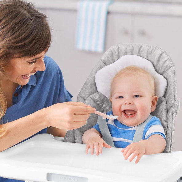 Lyžičky silikónové Easy Feed Grey,Coral 2ks, 6m+