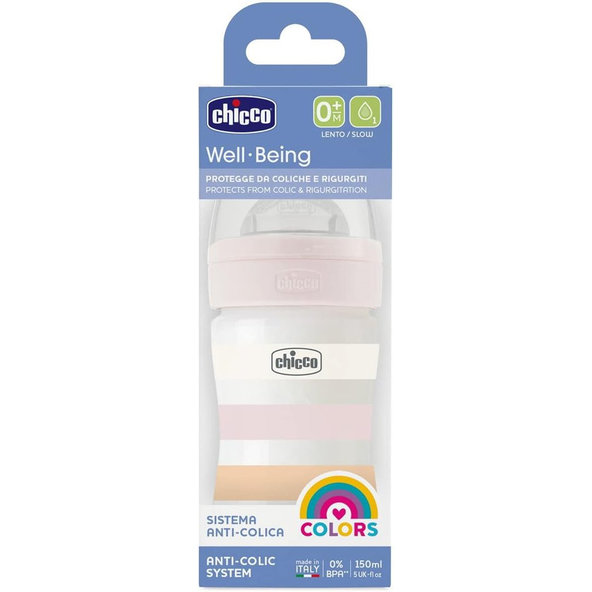 CHICCO Fľaša dojčenská Well-being silikón 150ml dievča