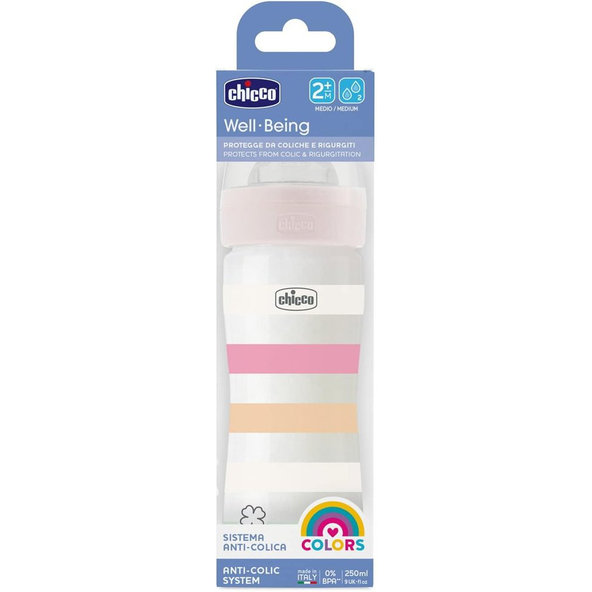 CHICCO Fľaša dojčenská Well-being silikón 250ml dievča