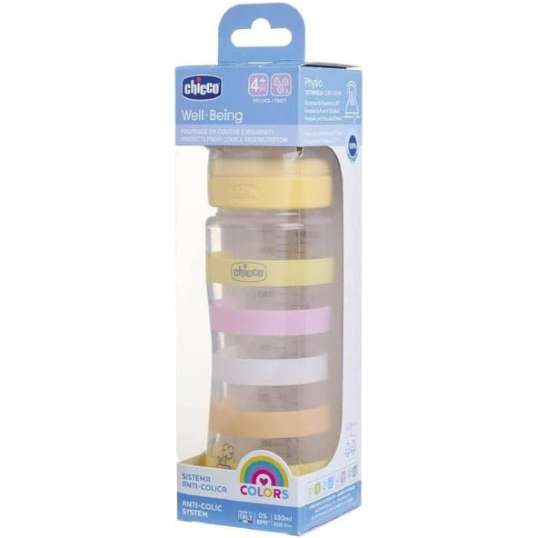 CHICCO Fľaša dojčenská Well-being silikón 330ml dievča