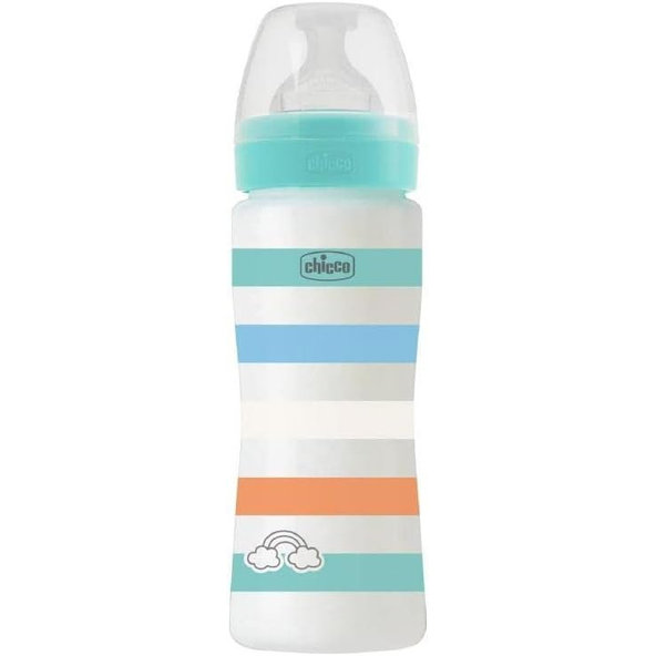 CHICCO Fľaša dojčenská Well-being silikón 330ml chlapec
