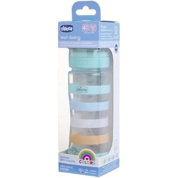 CHICCO Fľaša dojčenská Well-being silikón 330ml chlapec