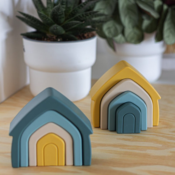 PETITE&MARS Hračka silikónová skladacia TAKE&MATCH House Misty Green 12m+