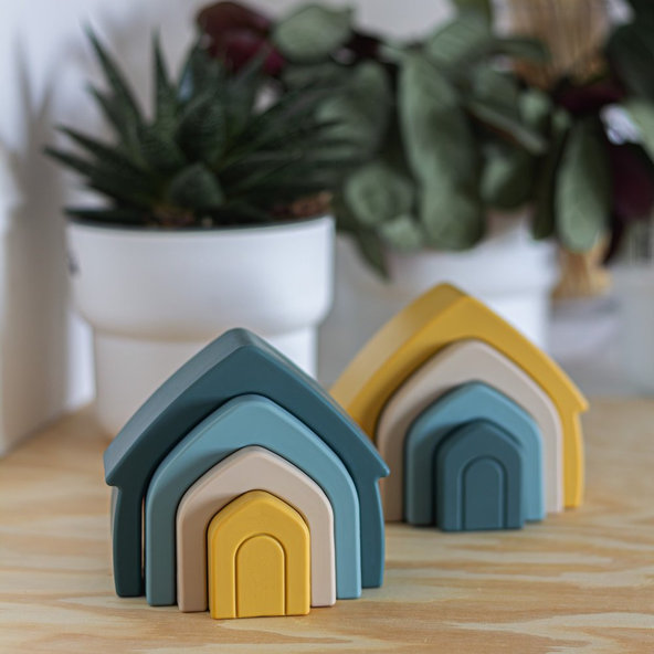 PETITE&MARS Hračka silikónová skladacia TAKE&MATCH House Misty Green 12m+