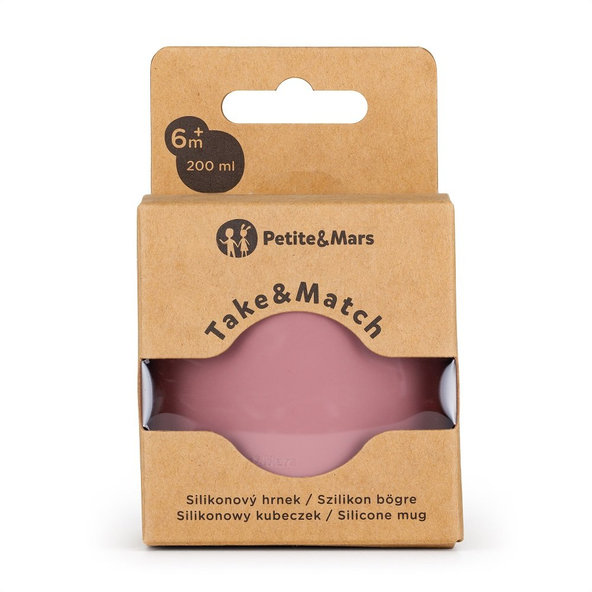 PETITE&MARS Hrnček silikonový Take&Match Dusty Rose 6m+
