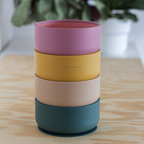 PETITE&MARS Miska dvojfarebná silikónová Take&Match Intense Ochre 6m+