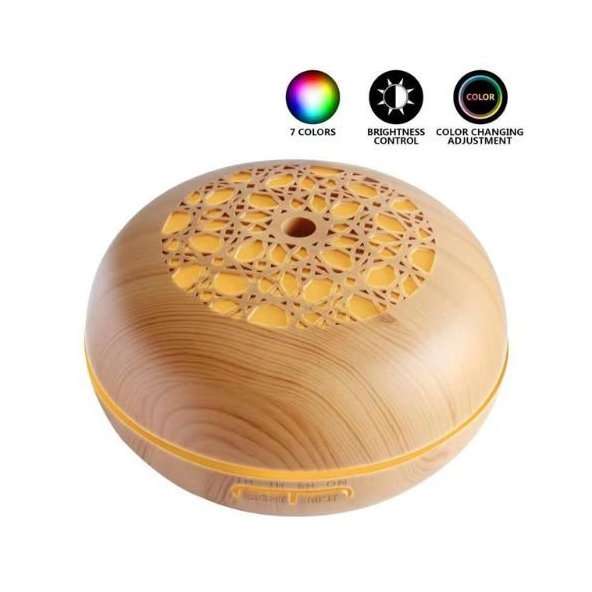 Ultrazvukový difuzér pre esenciálne oleje bledé drevo so vzormi Bioruža 550ml