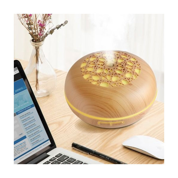 Ultrazvukový difuzér pre esenciálne oleje bledé drevo so vzormi Bioruža 550ml