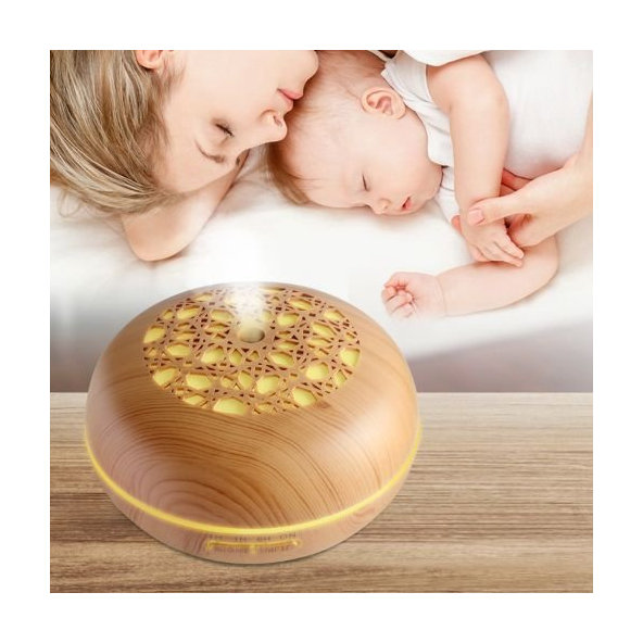 Ultrazvukový difuzér pre esenciálne oleje bledé drevo so vzormi Bioruža 550ml