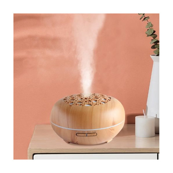 Ultrazvukový difuzér pre esenciálne oleje bledé drevo so vzormi Bioruža 550ml