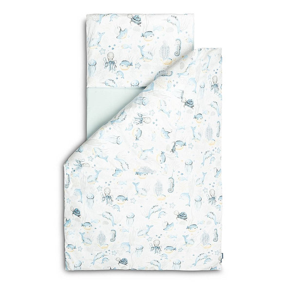 SENSILLO Bielizeň posteľná 3-dielna morské zvieratká Light blue bavlna 120x60 cm