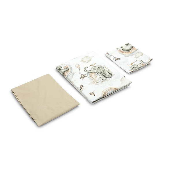 SENSILLO Bielizeň posteľná 3-dielna sloník Beige bavlna 120x60 cm