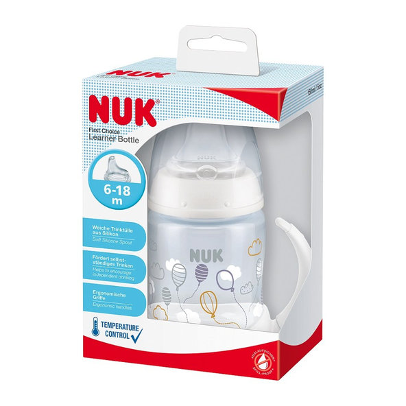 NUK FC fľaštička na učenie s kontrolou teploty 150 ml biela