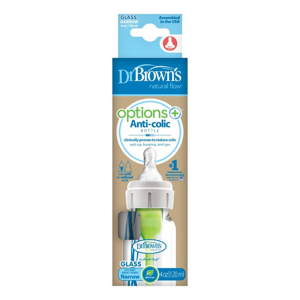 DR.BROWN'S Fľaša dojčenská Options+ sklenená Anti-colic 120ml – 1ks