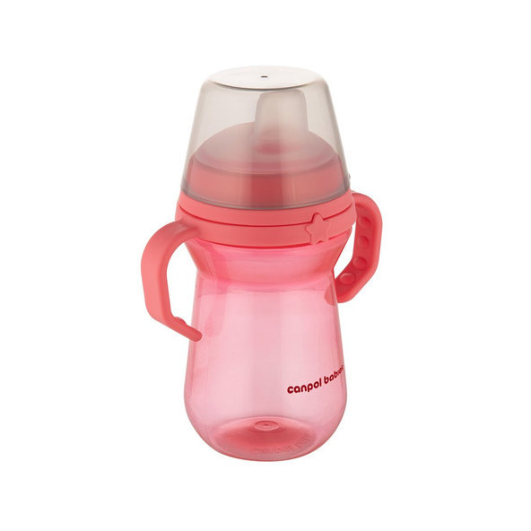 CANPOL BABIES Hrnček so silikónovým náustkom FirstCup 250ml ružový 6m+