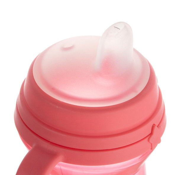 CANPOL BABIES Hrnček so silikónovým náustkom FirstCup 250ml ružový 6m+