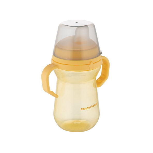 CANPOL BABIES Hrnček so silikónovým náustkom FirstCup 250ml žltý 6m+