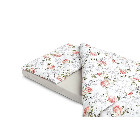 SENSILLO Bielizeň posteľná 3-dielna pivonka Beige bavlna 120x60 cm