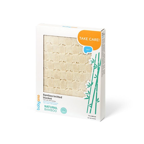 BABYONO Deka pletená bambusová ecru 75x100 cm