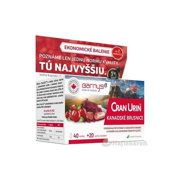 BARNY'S CRAN-URIN KANADSKÉ BRUSNICE na močové cesty 60 kapsúl