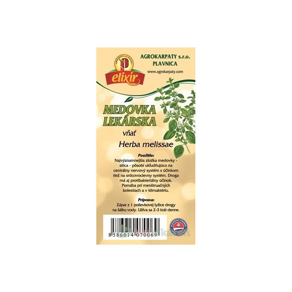 AGROKARPATY MEDOVKA LEKÁRSKA vňať, 30g