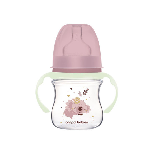 CANPOL BABIES Fľaša antikoliková EasyStart Sleepy koala 120ml ružová