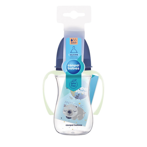 CANPOL BABIES Fľaša antikoliková EasyStart Sleepy koala 240ml modrá