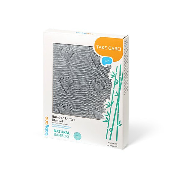 BABYONO Deka pletená bambusová sivá 75x100 cm