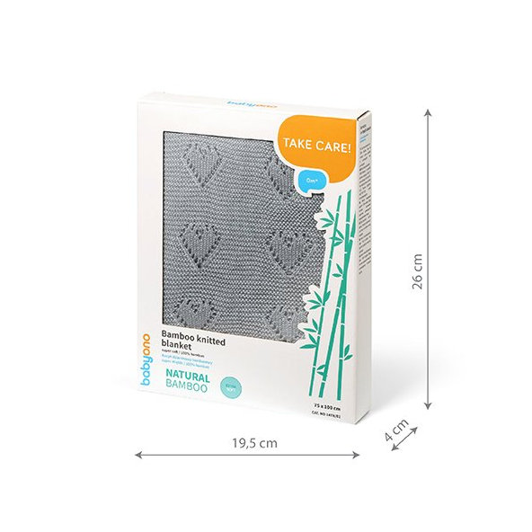 BABYONO Deka pletená bambusová sivá 75x100 cm