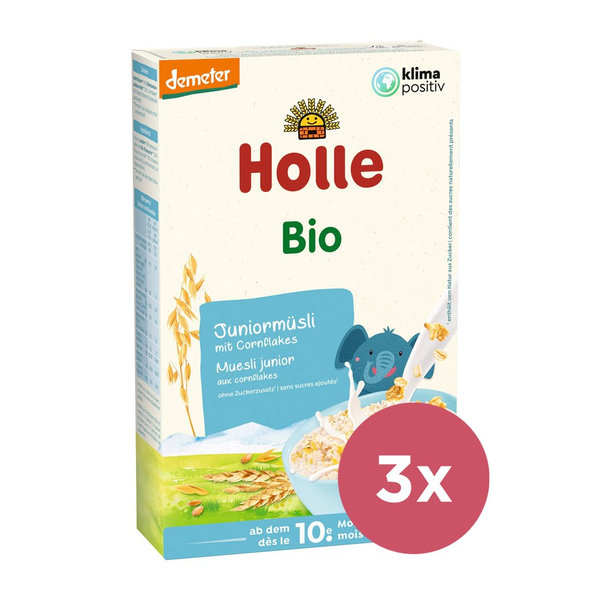 3x HOLLE Organické junior müsli viaczrnné s kukuričnými lupienkami, 250 g