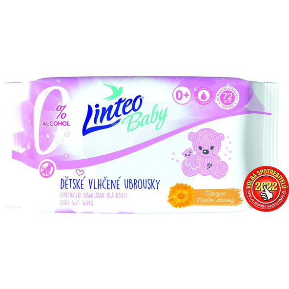 LINTEO BABY Vlhčené obrúsky s nechtíkom lekárskym 72 ks