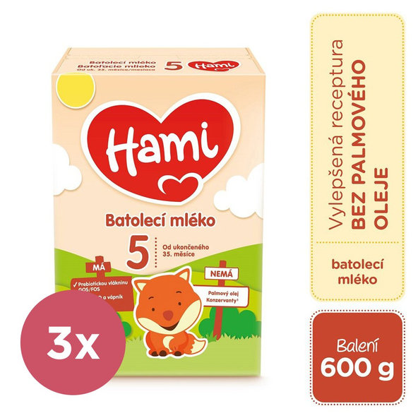 3x HAMI 5 Mlieko detské 600 g