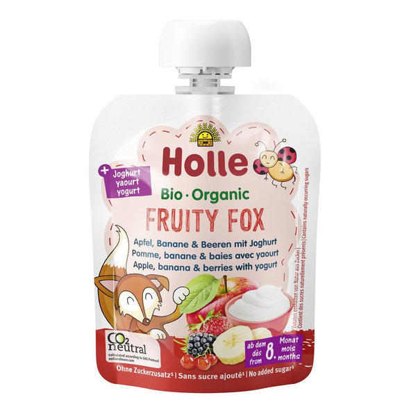 3x HOLLE BIO Fruity fox - detské ovocné pyré s jogurtom 85 g