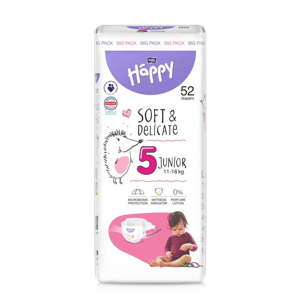 BELLA HAPPY Baby Plienky jednorazové Junior 11-18 kg Big Pack 52 ks