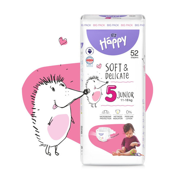 BELLA HAPPY Baby Plienky jednorazové Junior 11-18 kg Big Pack 52 ks