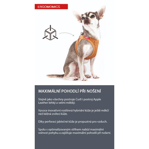 CURLI Postroj pre psov z jablčnej kože Brown M, 6-9 kg