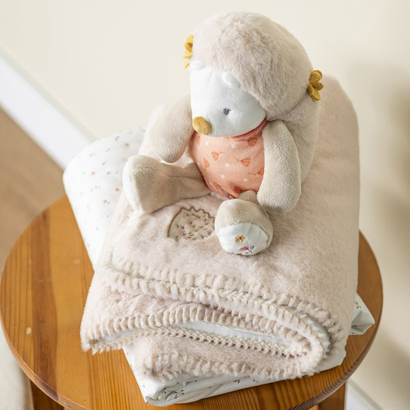 NATTOU Deka detská plyšová 100x75 cm béžová Mila, Zoe & Lana