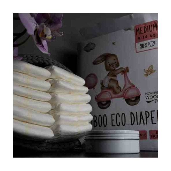 XL balenie Woopies detské EKO plienky MEDIUM (9-14kg) Wooden Spoon 3x30ks
