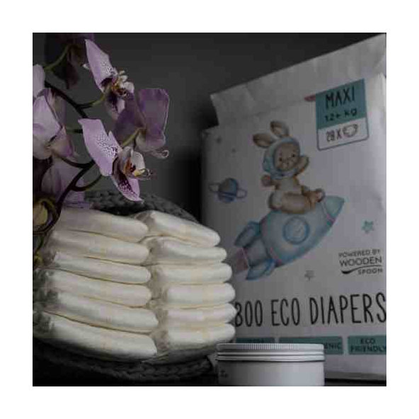 XL balenie Woopies detské EKO plienky MAXI (12+kg) Wooden Spoon 3x28ks