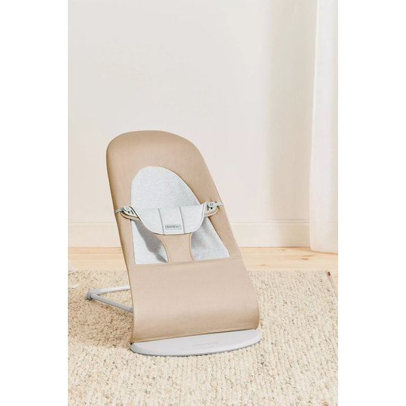 BABYBJÖRN Lehátko Balance Soft Woven Beige/ grey Jersey, svetlá konštrukcia