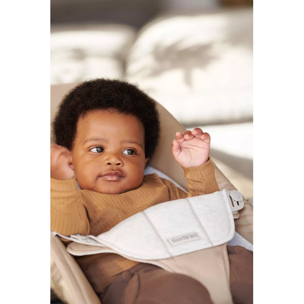 BABYBJÖRN Lehátko Balance Soft Woven Beige/ grey Jersey, svetlá konštrukcia