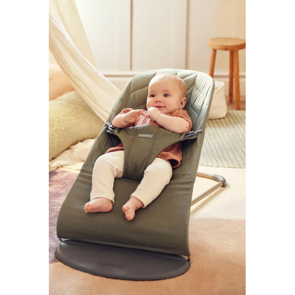 BABYBJÖRN Lehátko Bliss Dark Green Woven Petal, tmavá šedá konštrukcia