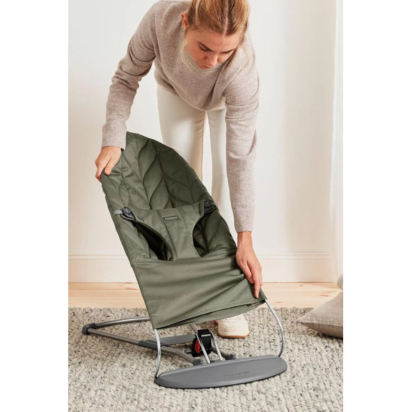 BABYBJÖRN Lehátko Bliss Dark Green Woven Petal, tmavá šedá konštrukcia