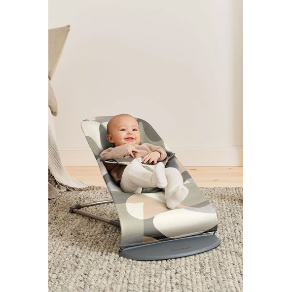 BABYBJÖRN Lehátko Bliss Print Khaki green cotton, tmavá šedá konštrukcia