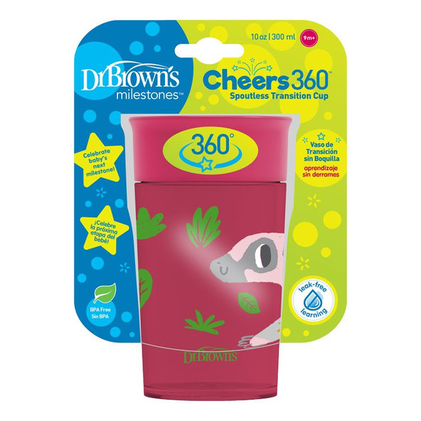 DR.BROWN'S Hrnček Cheers Jungle 300 ml 9m+, červený